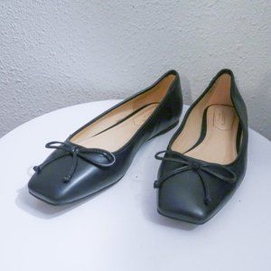 Unique black leather square toe Liz Claiborne ballet flats shoes sz. 9